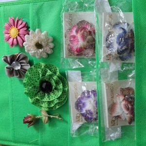 Eight Fabric Flowers & One Soft Plastic Flower A142